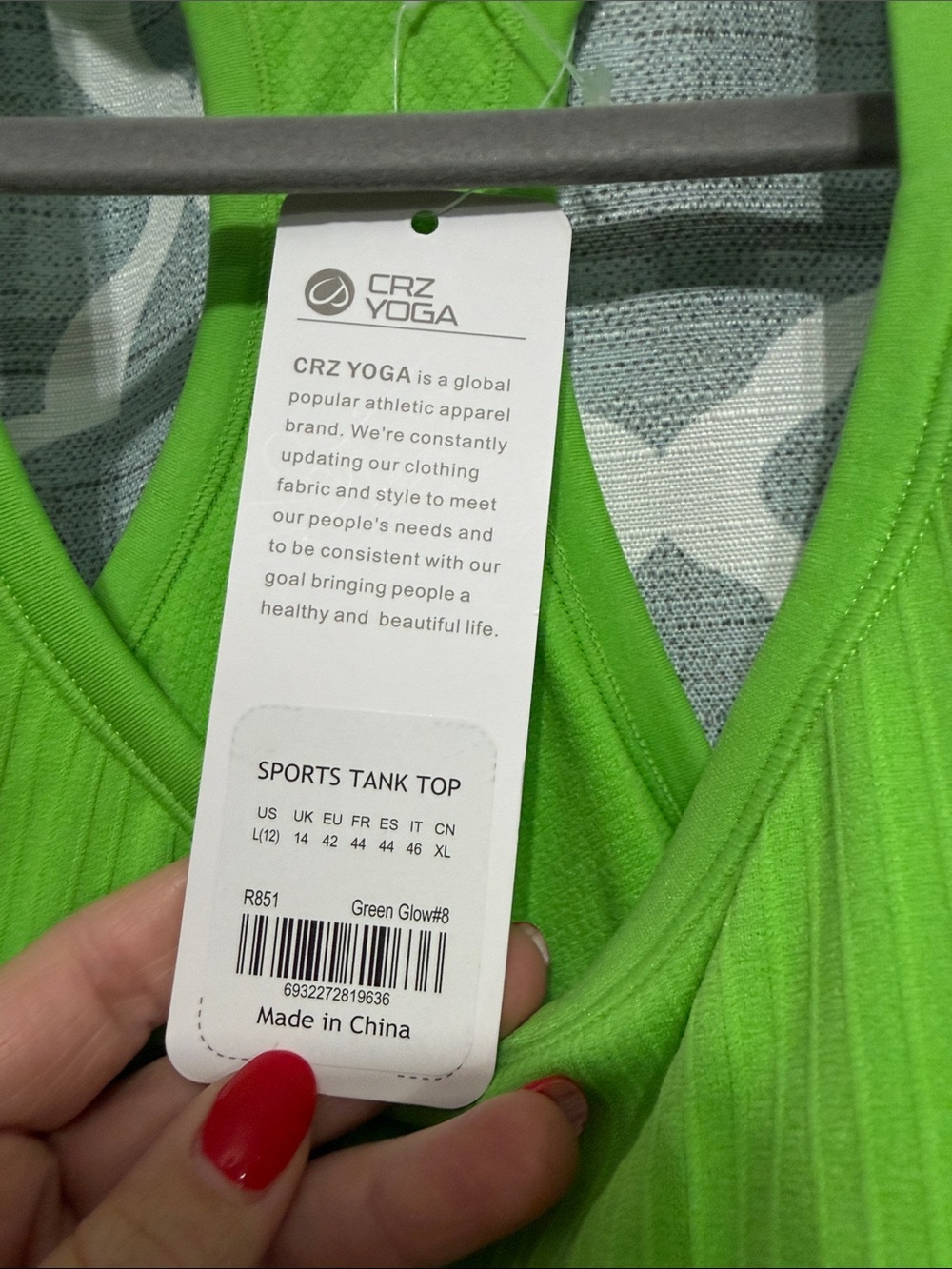 CRZ YOGA Neon Green Ribbed Racerback Tank - Picture 2 of 3